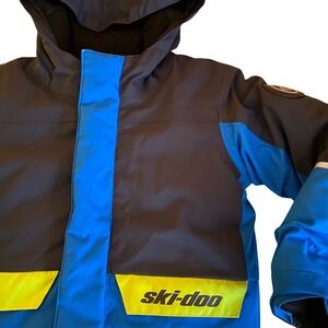 Ski-Doo Snowmobile Jacket Sled Blue Black Hooded Kids Winter Coat Boys 5